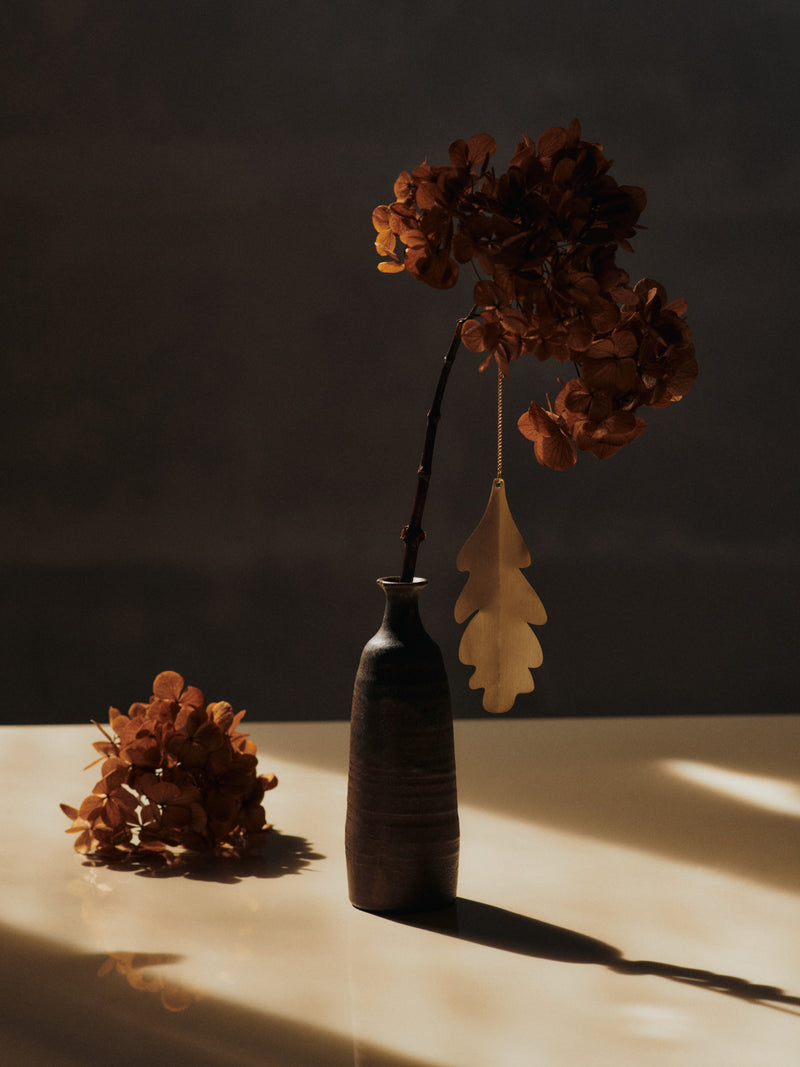 Oak Leaf Brass Ornaments - Set of 4