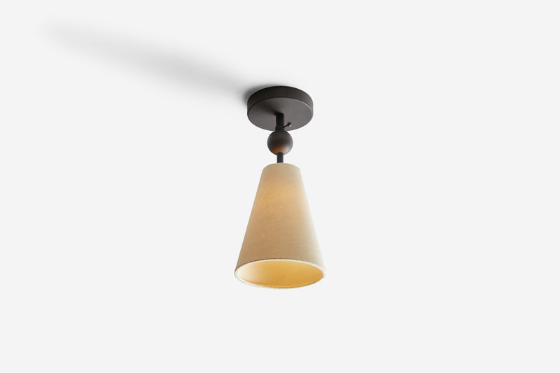 Pendolo Flush Mount - Workstead - Ceiling Lights - Small - Natural Linen - Hewn Brass - HORNE