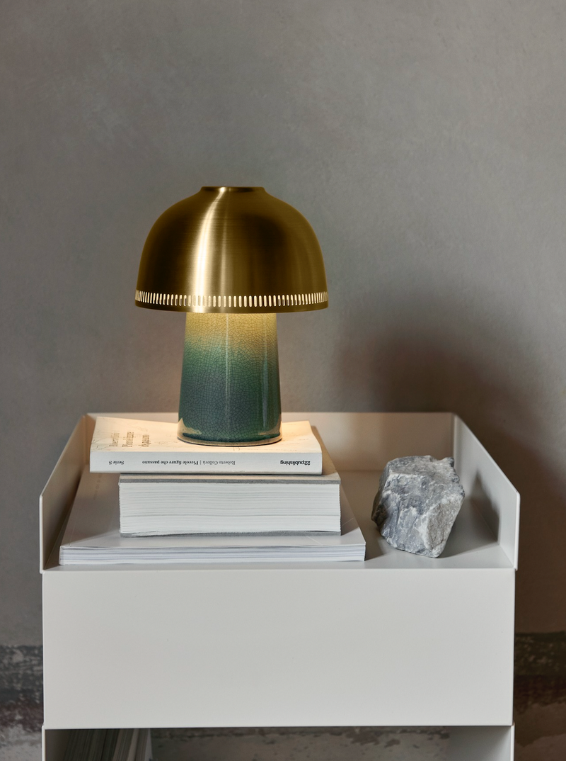 Raku SH8 Portable Lamp - &Tradition - Table + Task - Blue Green & Brass - HORNE