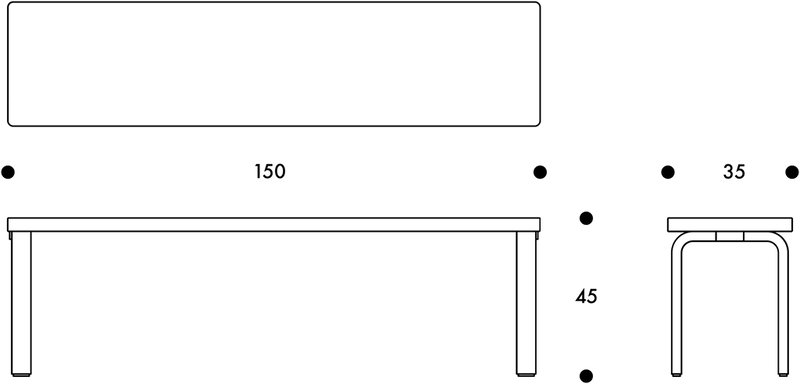 Aalto Bench 168B - Solid Top - Artek Stools + Benches + Ottomans - Birch - HORNE