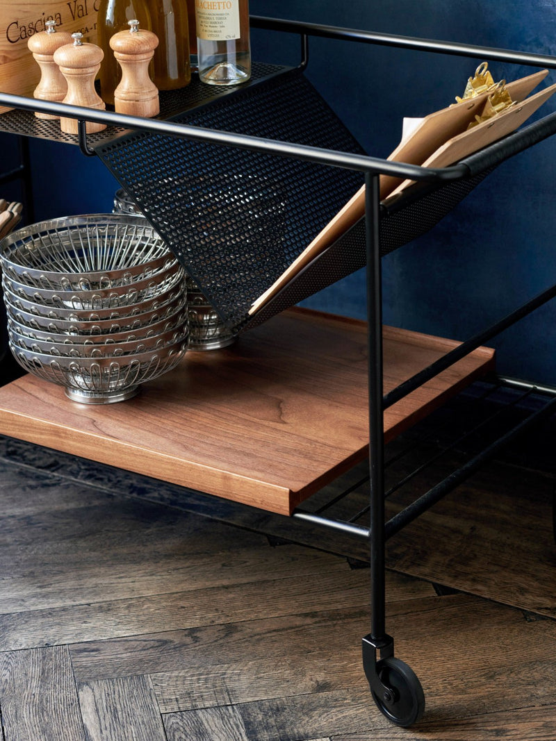 Alima Trolley - &Tradition Trolleys + Carts - Chrome & Lacquered Oak - HORNE