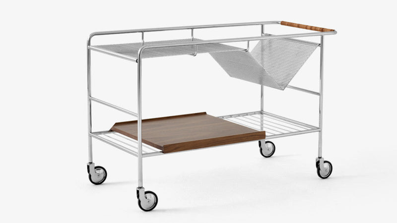 Alima Trolley - &Tradition Trolleys + Carts - Chrome & Lacquered Oak - HORNE