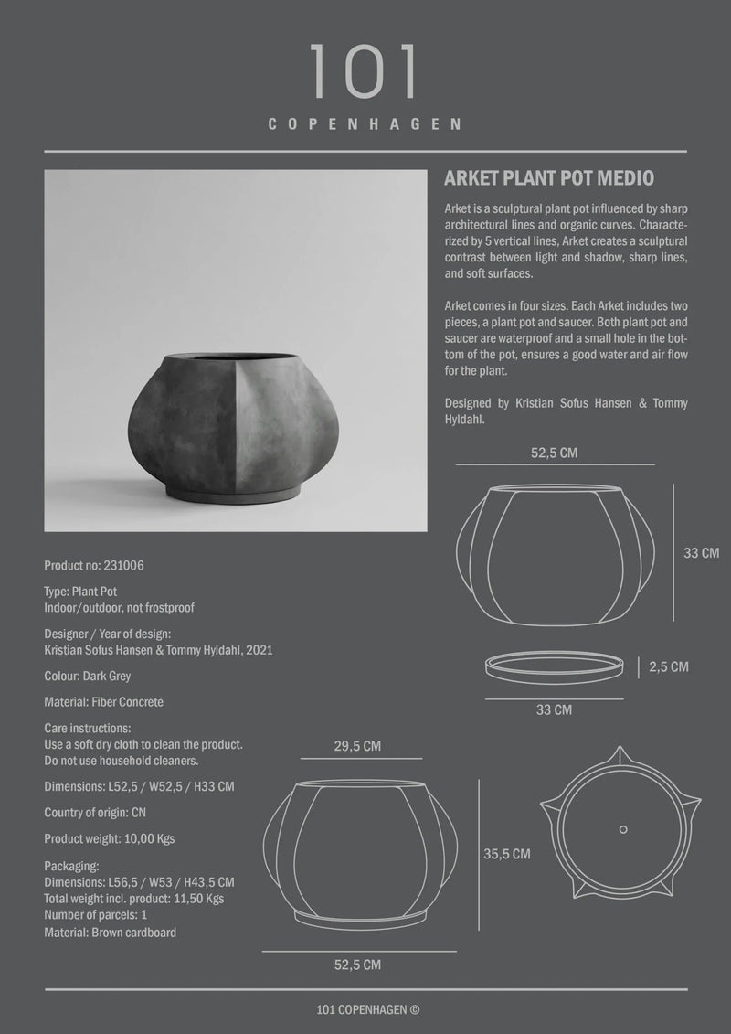 Arket Plant Pot - 101 Copenhagen Vases - Petit - Dark Grey - HORNE