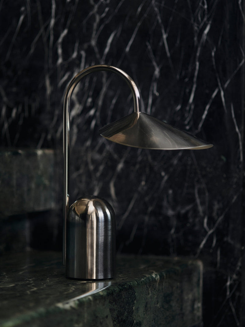 Arum Portable Lamp - Stainless Steel - Ferm Living Table + Task - HORNE