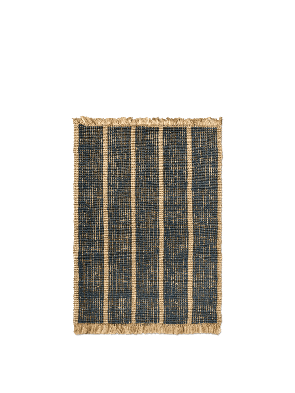Athens Stripes Rug - Ferm Living Rugs - 78" x 55" - Natural/Ink Blue - HORNE