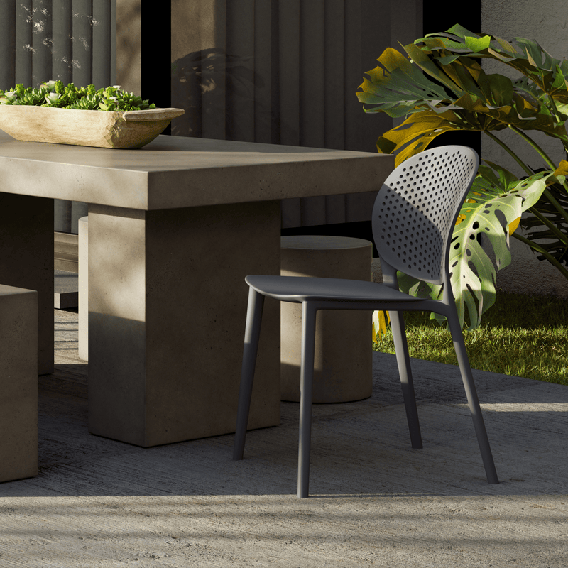 Bailey Outdoor Stacking Chair - Set of 4 - Urbia Chairs - Black Grey - HORNE