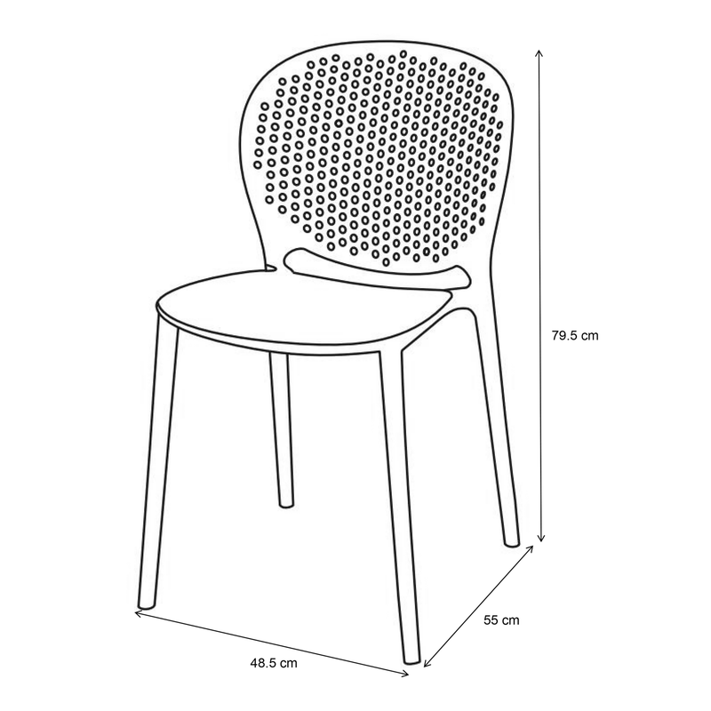 Bailey Outdoor Stacking Chair - Set of 4 - Urbia Chairs - Black Grey - HORNE