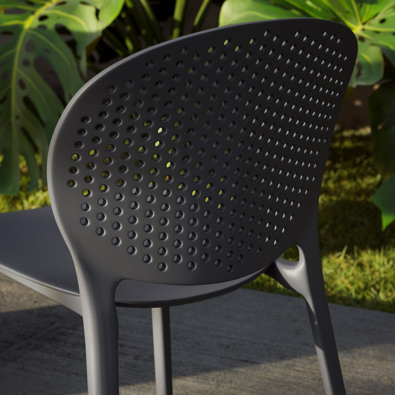 Bailey Outdoor Stacking Chair - Set of 4 - Urbia Chairs - Black Grey - HORNE