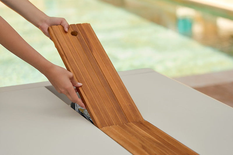 Bellevie Table with Storage - Fermob - Outdoor Furniture - Acapulco Blue - HORNE