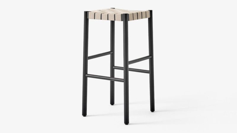Betty Stool - &Tradition Stools + Benches + Ottomans - Smoked Oiled Oak with Natural Webbing - Bar Stool - HORNE