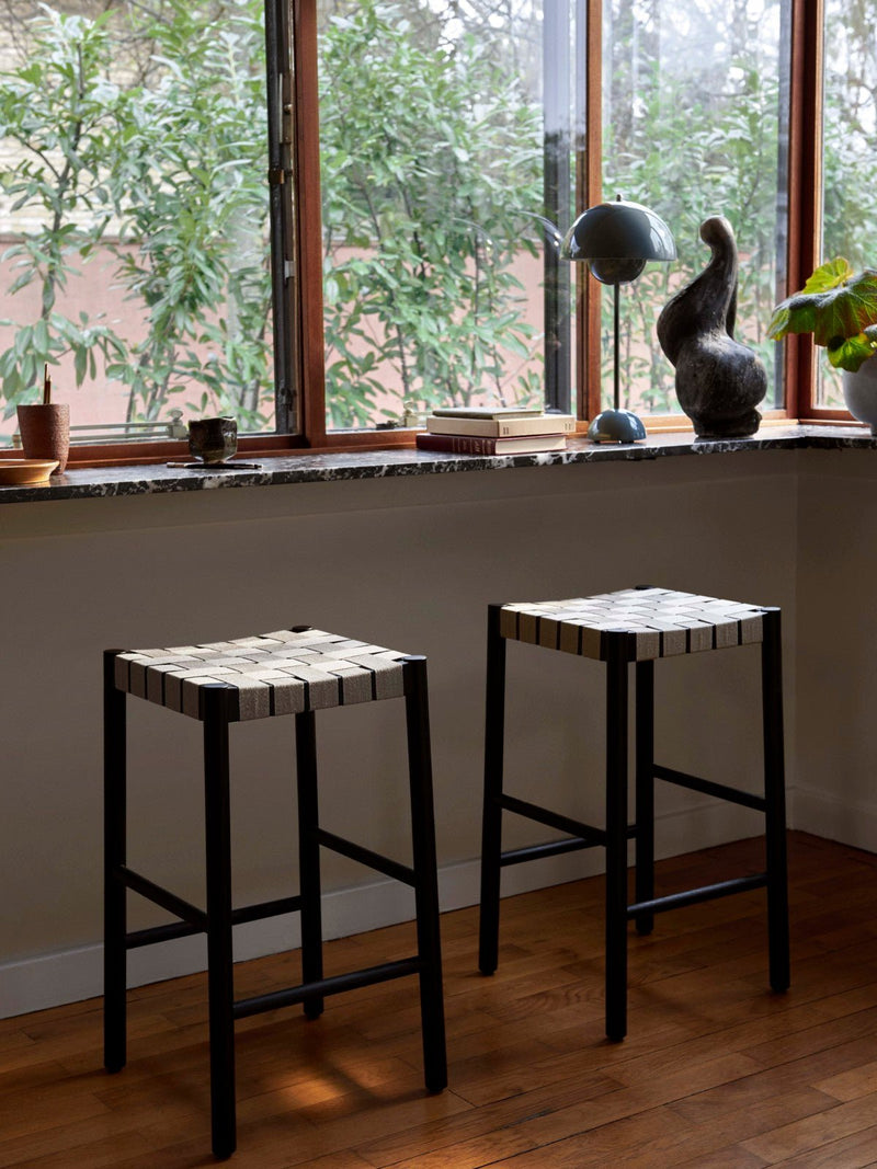 Betty Stool - &Tradition Stools + Benches + Ottomans - Smoked Oiled Oak with Natural Webbing - Bar Stool - HORNE