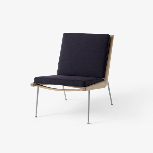 Boomerang Lounge Chair - Oiled Oak w/ Stainless Steel - &Tradition Chairs - Steelcut Quartet 0394 - HORNE