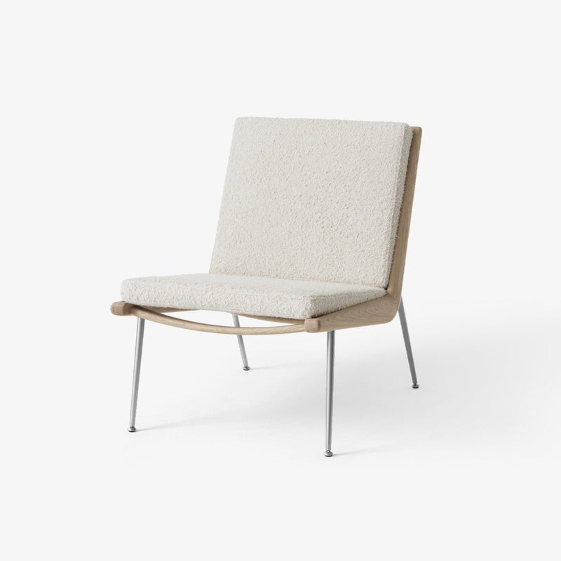 Boomerang Lounge Chair - Oiled Oak w/ Stainless Steel - &Tradition Chairs - Steelcut Quartet 0394 - HORNE