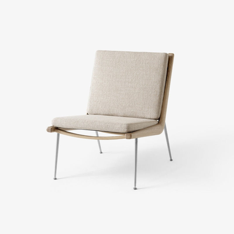 Boomerang Lounge Chair - Oiled Oak w/ Stainless Steel - &Tradition Chairs - Steelcut Quartet 0394 - HORNE