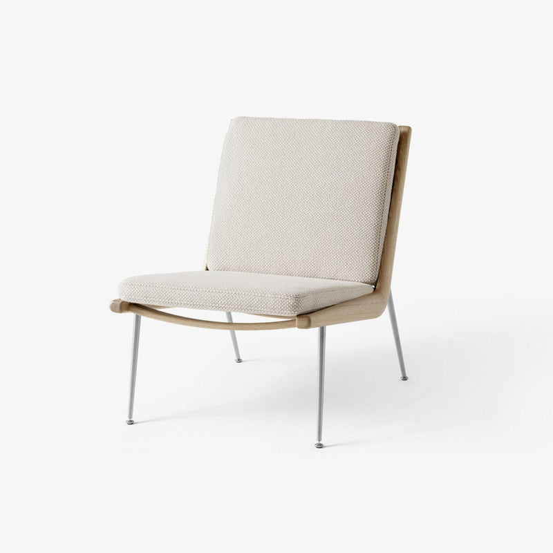 Boomerang Lounge Chair - Oiled Oak w/ Stainless Steel - &Tradition Chairs - Steelcut Quartet 0394 - HORNE