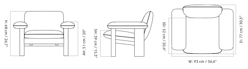 Brasilia Lounge Chair, Low Back - Textile - Audo Copenhagen - Chairs - Dark Stained Oak - Audo Boucl√© 02 - HORNE