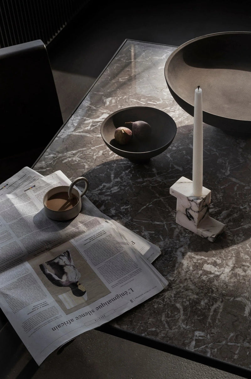 Brick Candle Holder - 101 Copenhagen Candle Holders - Calacatta - Low - HORNE