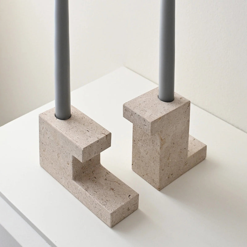 Brick Candle Holder - 101 Copenhagen Candle Holders - Calacatta - Low - HORNE
