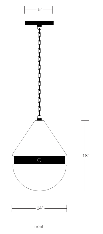 Cardinal Hemisphere Pendant Large - Workstead - Ceiling Lights - Matte Black Enamel - 24