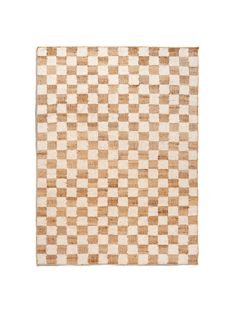 Check Wool Jute Rug - Ferm Living Rugs - 200 x 300 - Coffee/Natural - HORNE