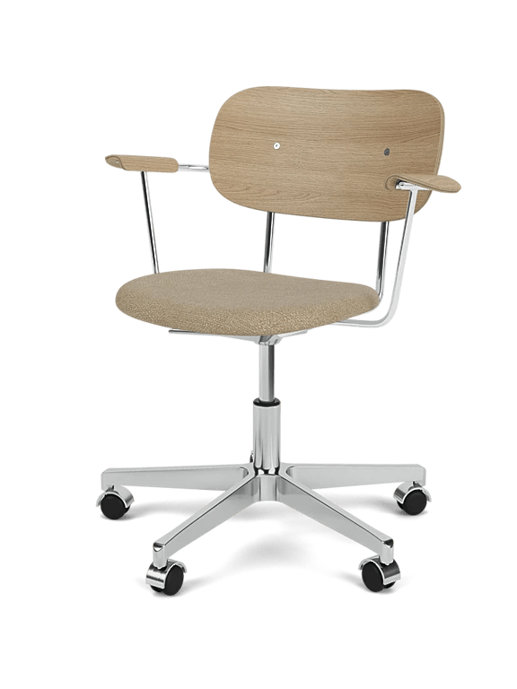 Co Task Chair - Seat Upholstered - Armrest - Audo Copenhagen Chairs - Black Oak - Re - wool 0198 - HORNE