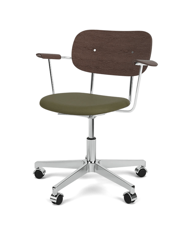 Co Task Chair - Seat Upholstered - Armrest - Audo Copenhagen Chairs - Black Oak - Re - wool 0198 - HORNE