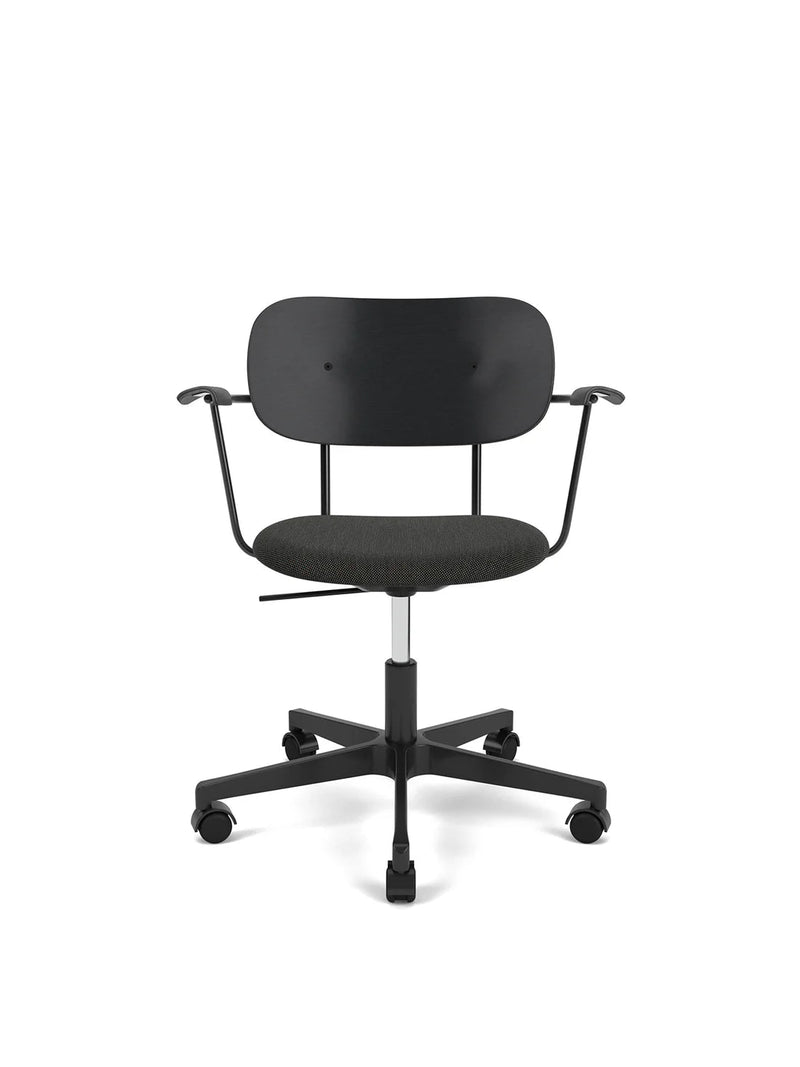 Co Task Chair - Seat Upholstered - Armrest - Audo Copenhagen Chairs - Black Oak - Re - wool 0198 - HORNE