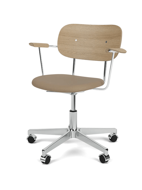 Co Task Chair - Seat Upholstered - Armrest - Audo Copenhagen Chairs - Black Oak - Re - wool 0198 - HORNE