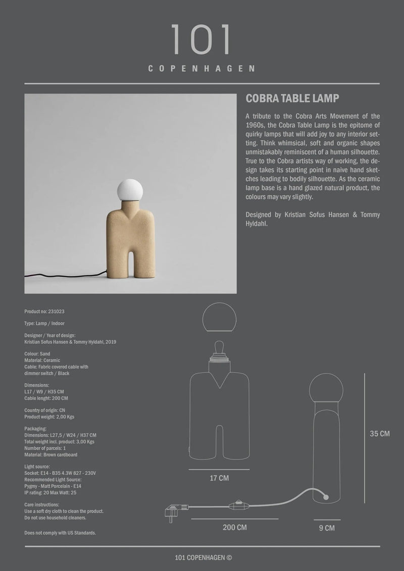 Cobra Table Lamp - 101 Copenhagen Table + Task - Dark Grey - HORNE