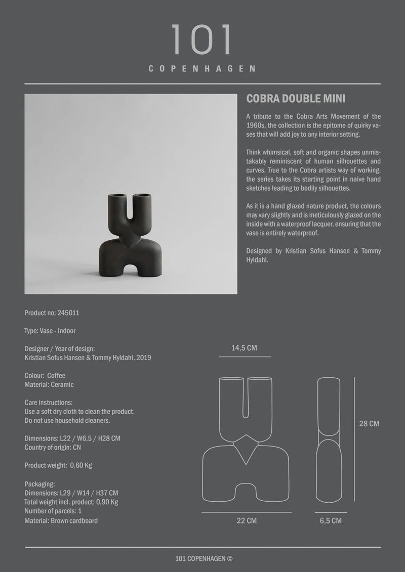 Cobra Vase Double - 101 Copenhagen Vases - Mini - Bone White - HORNE