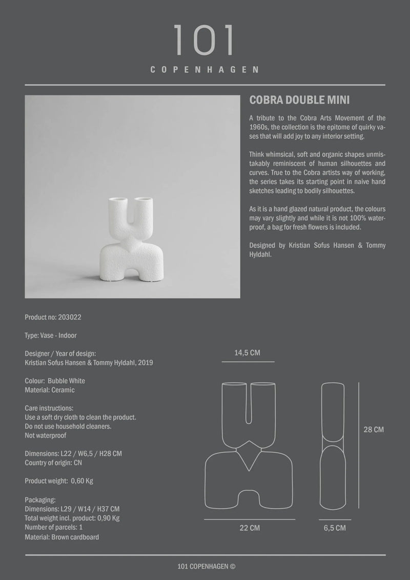 Cobra Vase Double - 101 Copenhagen Vases - Mini - Bone White - HORNE