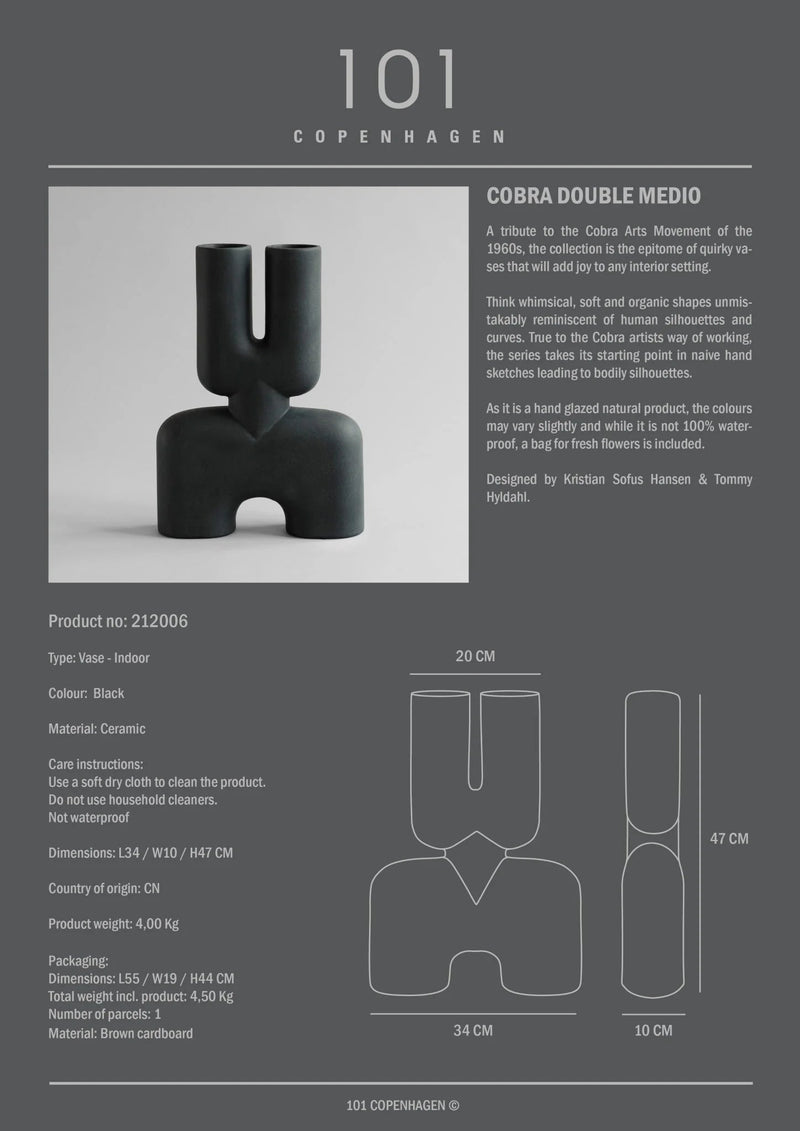 Cobra Vase Double - 101 Copenhagen Vases - Mini - Bone White - HORNE