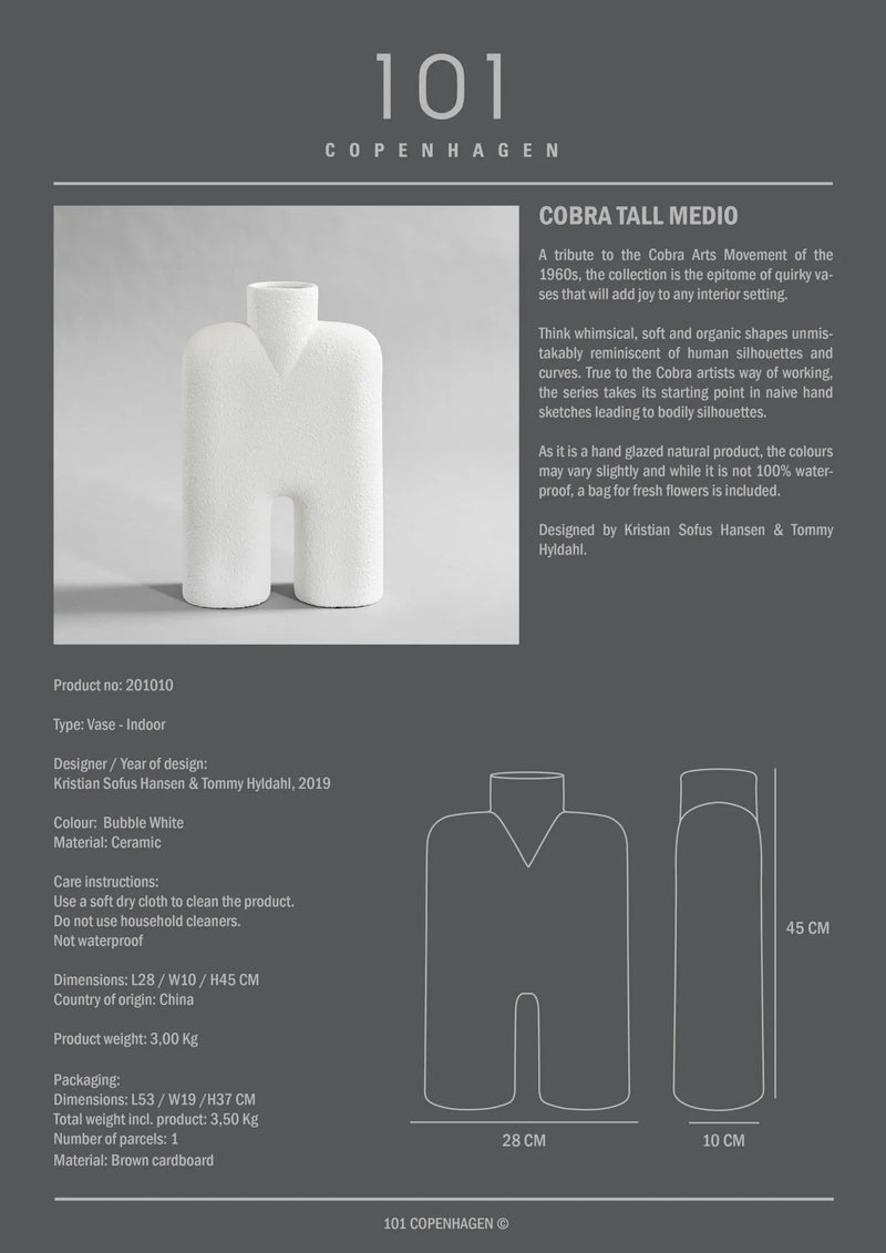 Cobra Vase Tall - 101 Copenhagen Vases - Mini - Bone White - HORNE