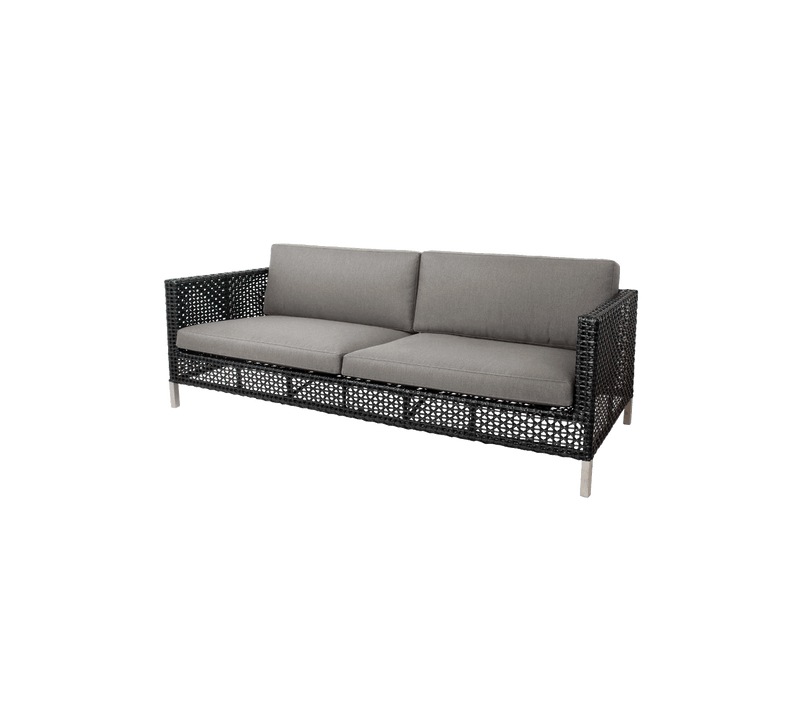 Connect 3 - Seater Sofa - Cane Line Outdoor Furniture - Black - Grey Cushion Set - HORNE