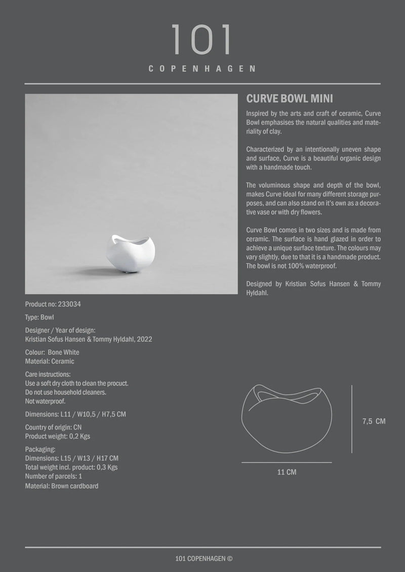 Curve Bowl - 101 Copenhagen Serveware - Big - Bone White - HORNE