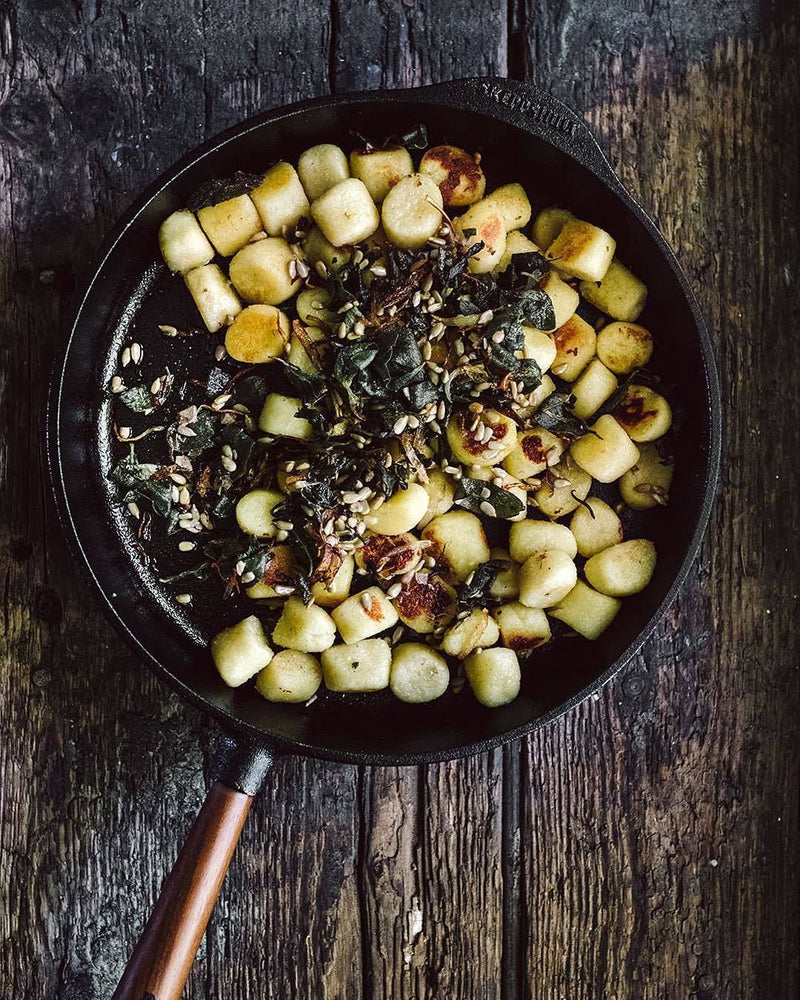 Deep Skillet with Walnut Handle - 12