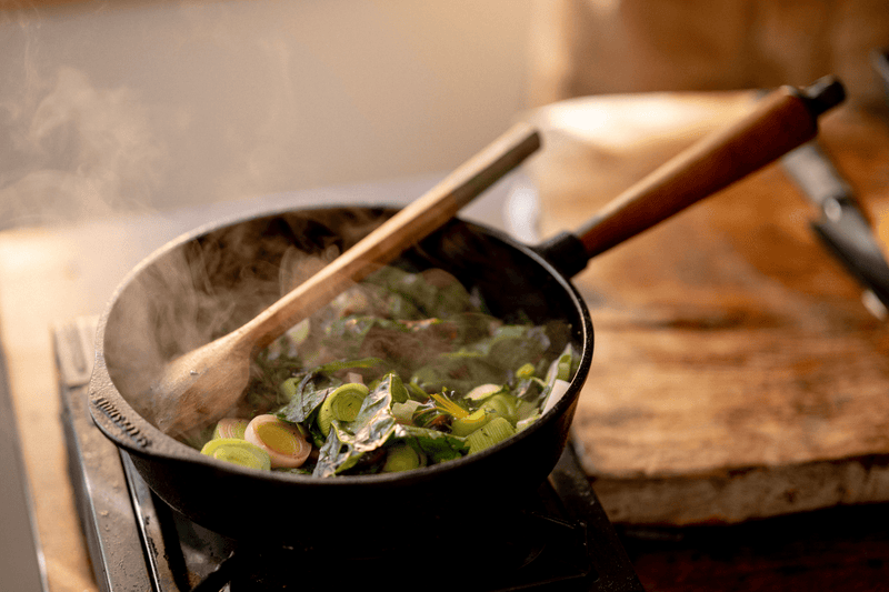 Deep Skillet with Walnut Handle - 9.75