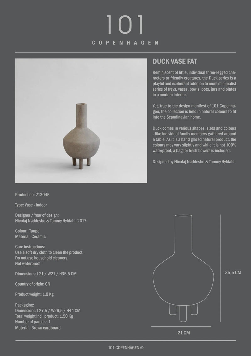 Duck Vase Fat - 101 Copenhagen Vases - Dark grey - HORNE
