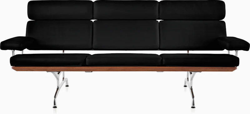 Eames® Sofa - 3 Seater - Herman Miller® - Sofas - Walnut w/ Obsidian Prone Leather - HORNE