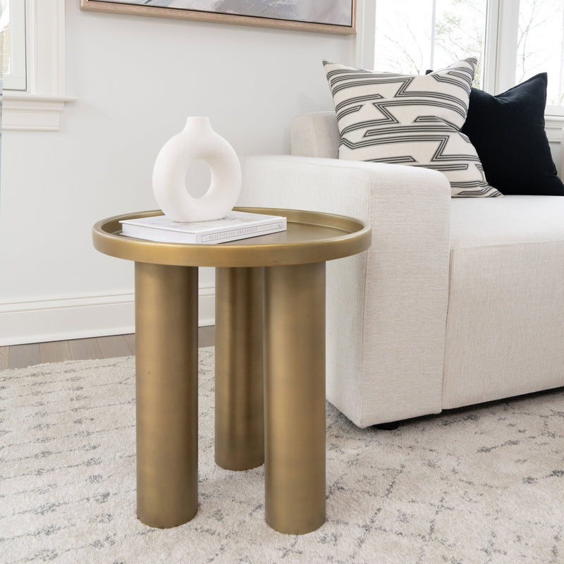 Eclat - Sofia Industrial End Table - Urbia Tables - Industrial Brass - HORNE