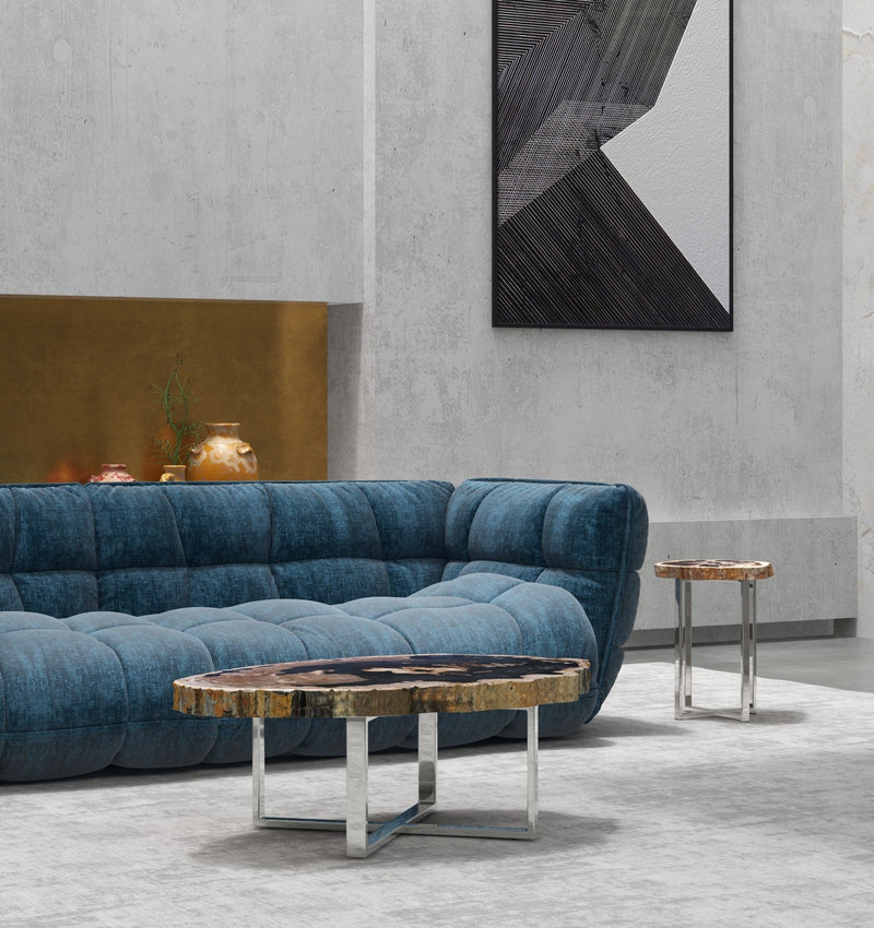 Eliza Coffee Table - Urbia Coffee Tables - Natural Dark - Polished Stainless Steel - HORNE