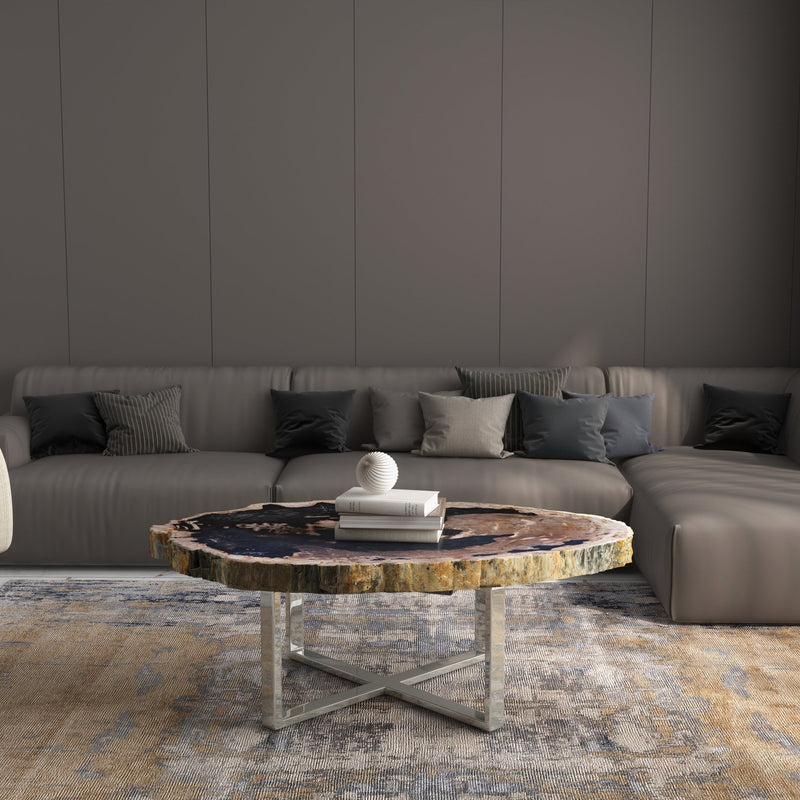 Eliza Coffee Table - Urbia Coffee Tables - Natural Dark - Polished Stainless Steel - HORNE