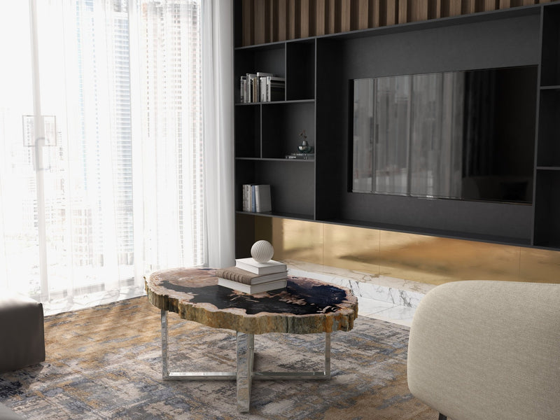 Eliza Coffee Table - Urbia Coffee Tables - Natural Dark - Polished Stainless Steel - HORNE