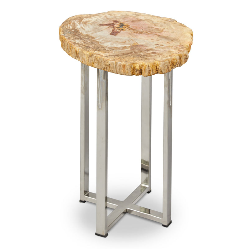 Eliza End Table - Urbia Tables - Natural Dark - Polished Stainless Steel - HORNE
