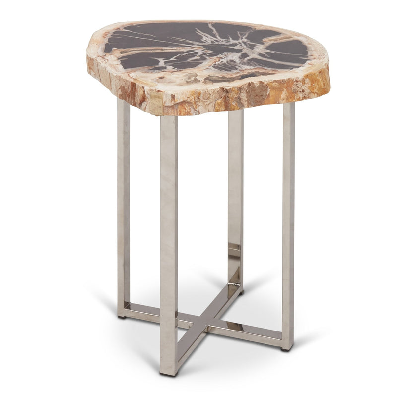 Eliza End Table - Urbia Tables - Natural Dark - Polished Stainless Steel - HORNE
