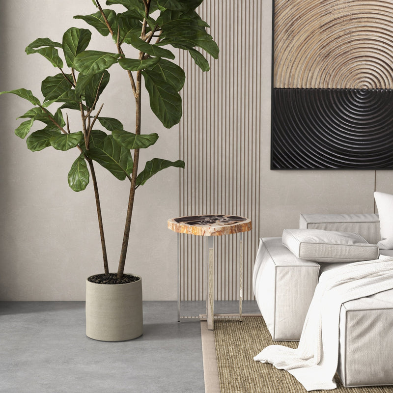 Eliza End Table - Urbia Tables - Natural Dark - Polished Stainless Steel - HORNE