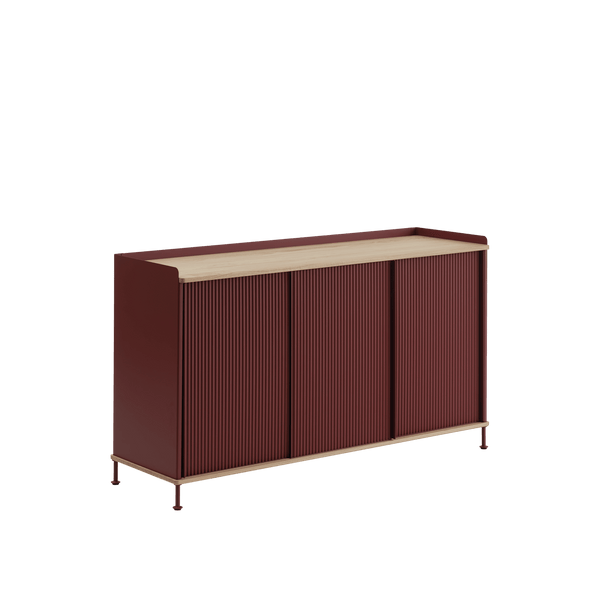 Enfold Sideboard - Tall - 3 shelves - Muuto Sideboards + Cabinets - Oiled Oak/Deep Red - HORNE