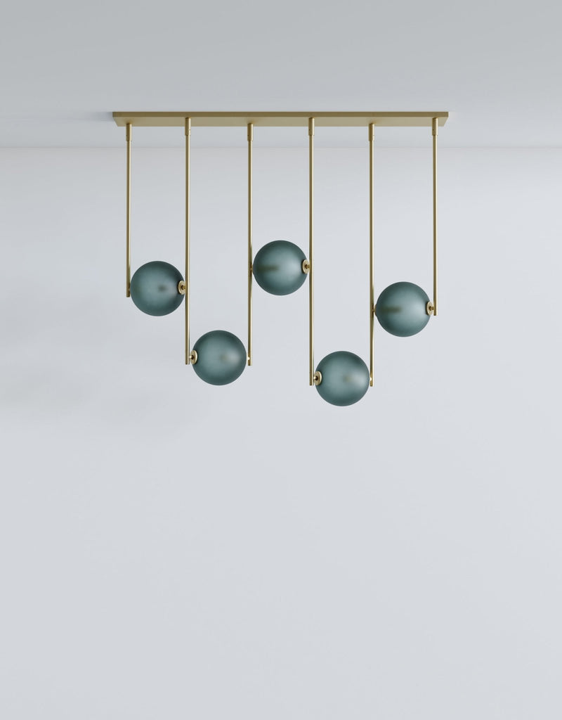 Equalizer 5 Piece Linear - Ladies & Gentlemen Lighting - Gold Anodize - Smokey Green - HORNE