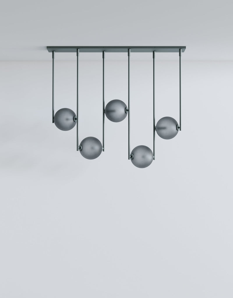 Equalizer 5 Piece Linear - Ladies & Gentlemen Lighting - Gold Anodize - Smokey Green - HORNE