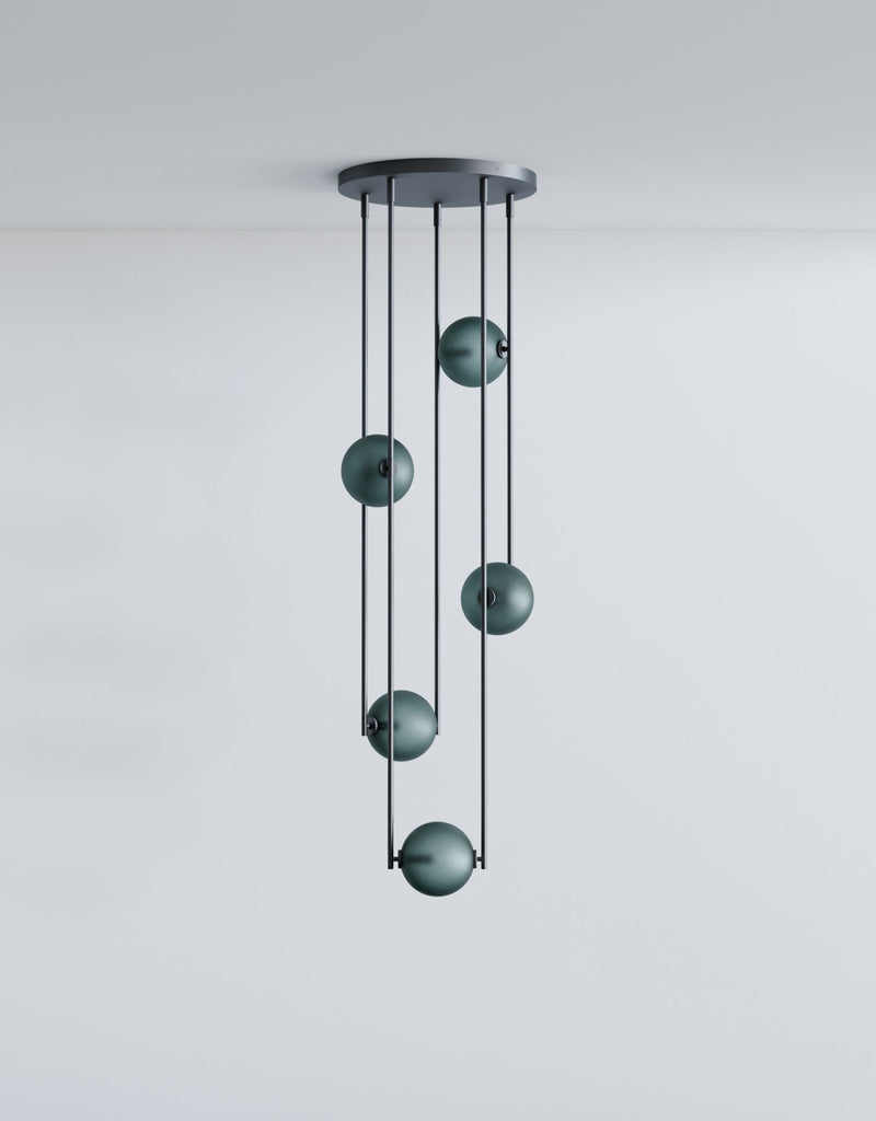 Equalizer 5 Piece Radial - Ladies & Gentlemen Lighting - Gold Anodize - Smokey Green - HORNE